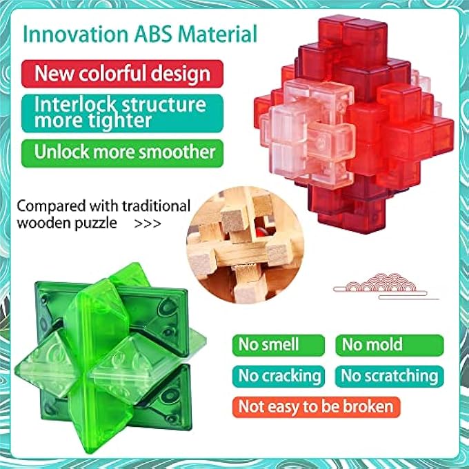 BRAIN TEASER PUZZLES FOR KIDS AND ADULTS, EDUCATIONAL TOYS, 4PCS 3D PUZZLE SET UNLOCK INTERLOCK IQ MIND TEST, THINKING, PATIENCE GAMES - Image 3